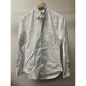 Gitman Bros Vintage Small White Blue Pencil Striped Dress Shirt USA MADE